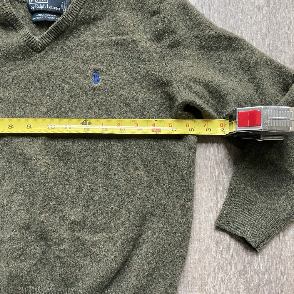 Polo Ralph Lauren Men's 100% Lamb's Wool Dark Green Long Sleeve Pullover Logo M
